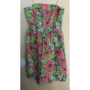 Lilly Pulitizer Womens Sz 4 Dress Bloomin Cacoonin Lottie Pink Butterfly Floral